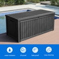 thumbnail image 3 of DEXTRUS Outdoor Lockable 180 Gallon Resin Deck Box, Black, 3 of 7