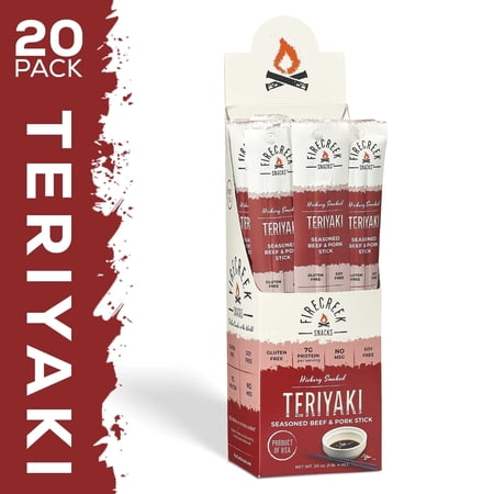 FireCreek Snacks Teriyaki Beef and Pork Meat Sticks, High Protein, Low Carb, Gluten Free (Box of 20 - 1oz Ea.)