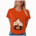 thumbnail image 6 of TOWED22 Womens Cute Ghost Pumpkin Flowers Shirt Fall Pumpkin Vintage Flowers Tshirt Halloween Funny Graphic Blouse Casual Basic Tee(Orange,L), 6 of 8