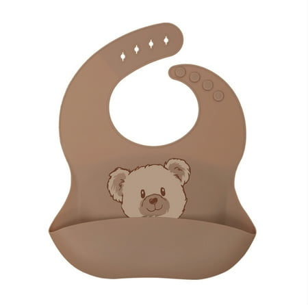 

Baby Silicone Bib Cartoon Feeding Bib for Infant Washable Self-Feeding Bib for Toddler Spill-Proof Bib with Food Pocket