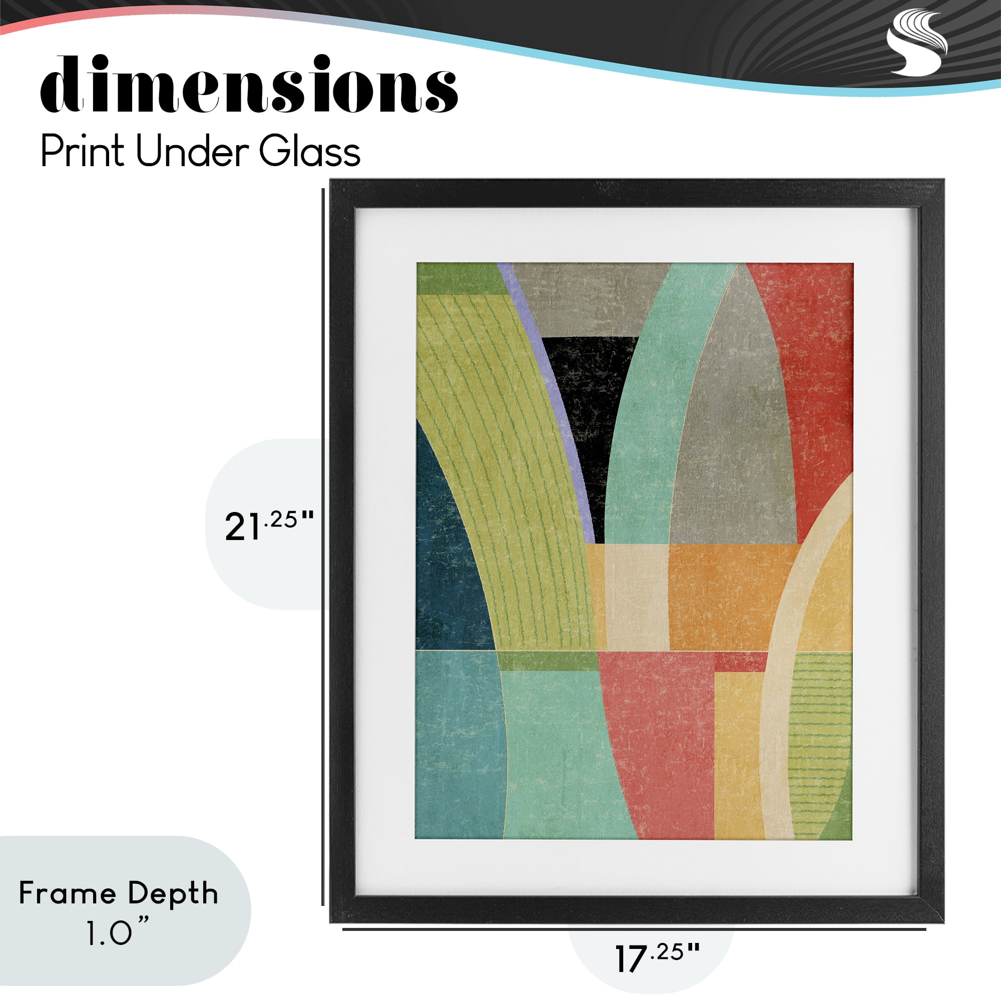 Stupell Industries Retro Geometric Archways Black Framed Print Under Glass, design by Suzanne Nicoll