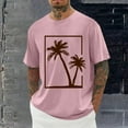 thumbnail image 2 of ZCFZJW Mens Fashion T-Shirts Tropical Palm Tree Print Summer Short Sleeve Regular Fit Basic Crewneck Beach Vacation Tees Tops Loose Soft Cotton Pullover Pink XXL, 2 of 5