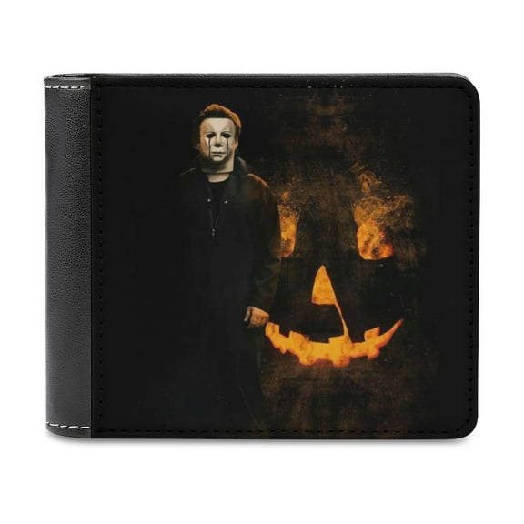 Michael Myers Halloween Leather Wallet for Men Women Two Fold Purse Slim Cash Card Holder Bag
