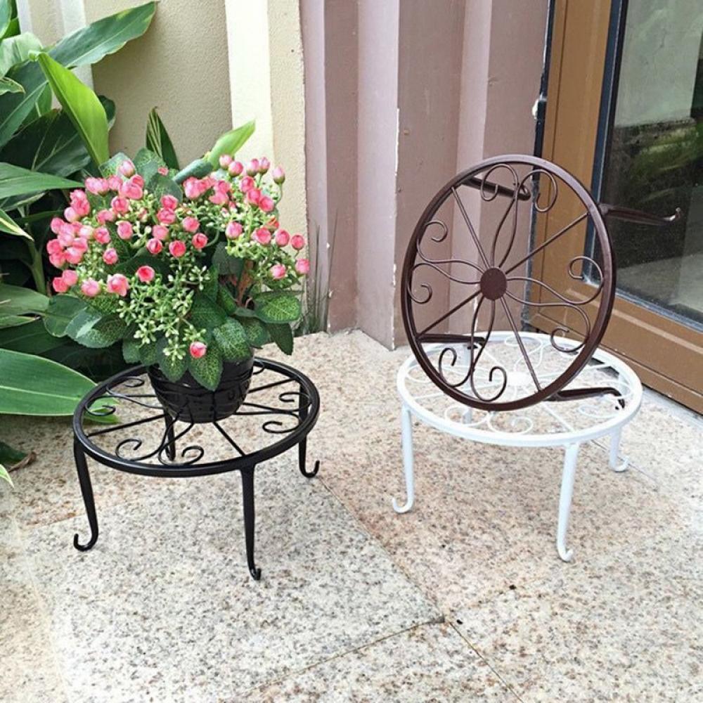 Promotion Metal Potted Plant Stands for Indoor Corner and Outdoor Plants 9.4 Inches Flower Pot Planter Holder, White Color, Round - image 2 of 6