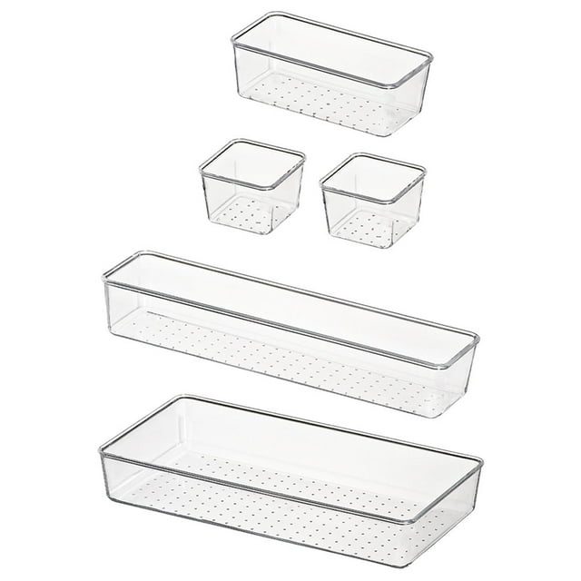 QUMIIRITY 5Pcs Drawer Organiser Trays for Kitchen and Office 12x6x2in