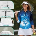 thumbnail image 6 of Uorisanigo Blue Butterfly Women's Dry-Fit Golf Polo Shirts Comfortable Versatile Women's 3/4 Sleeve Athletic Golf Shirts Fashionable Workout Tops Stylish Pullover for Workout Sports, 6 of 7