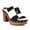 Black White, variant on Women Clog Mules Open Toe Multicolor Patchwork Platform Block Heels Rivets Studs Slip-ons Retro Shoes Size 7 Green White