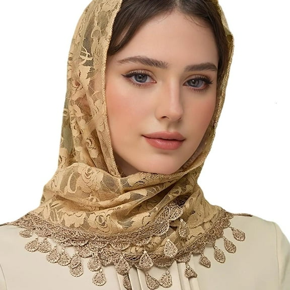 Yammee Elegant Mantilla Veils Mass Shawl for Formal Occasion Spanish Lace Headwrap Catholic Chapel Bride Veils for Church Wedding