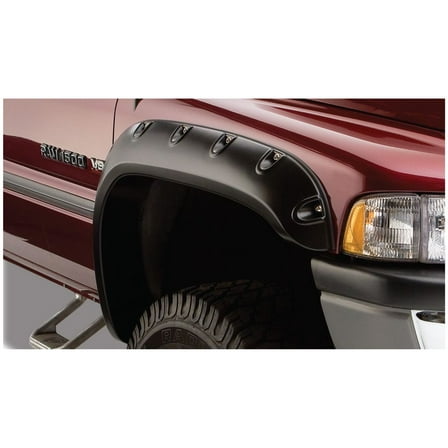 Bushwacker by RealTruck Pocket/Rivet Style Front Fender Flares | 2-Piece Set, Black, Smooth Finish | 50029-02 | Compatible with 1994-2001 Dodge Ram 1500; 1994-2002 Ram 2500, 3500