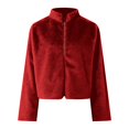 thumbnail image 5 of Jacket Women Zip Up Jacket Casual Open Front Cardigan Fuzzy Fleece Jacket Crop Winter Coat Warm Jacket, 5 of 5