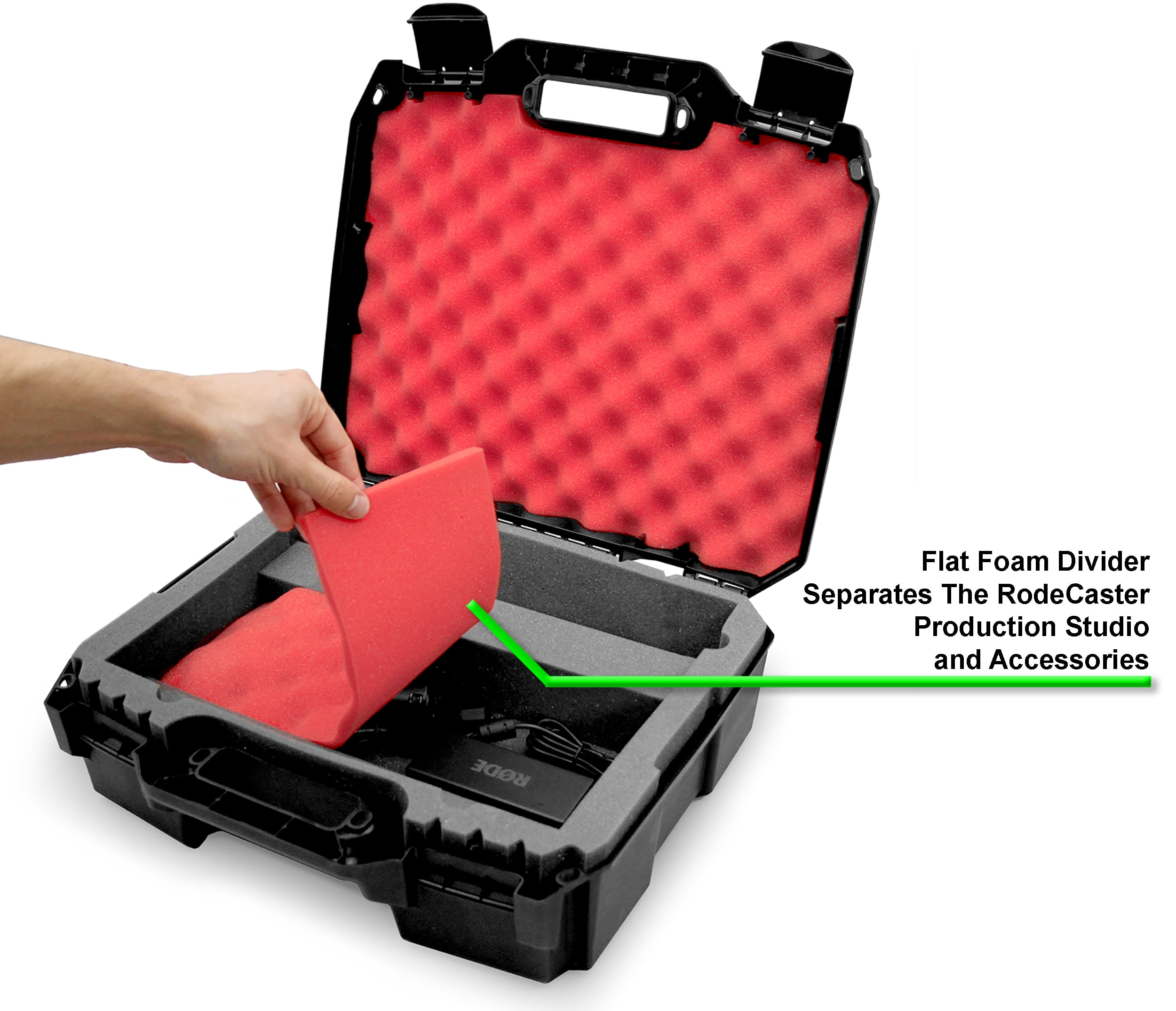 Red Padded Foam Protection Casematix Studio Mixer Hard Case Fits Rode RODECaster Pro Podcast Production Studio and Accessories