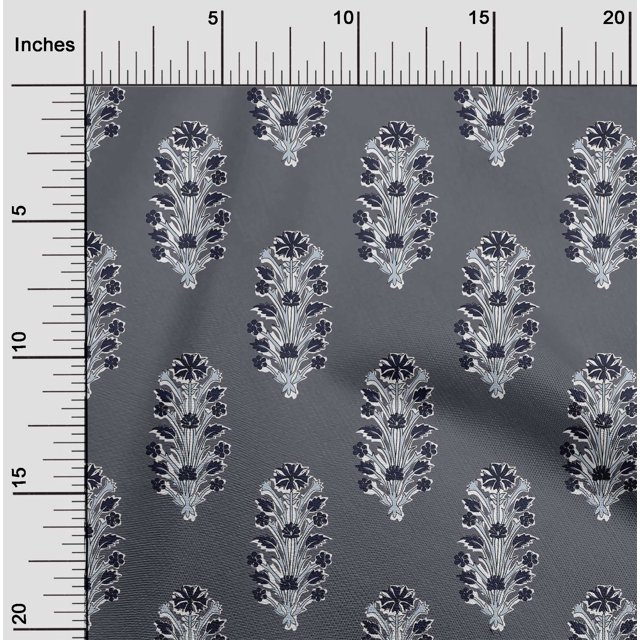 oneOone Silk Tabby Fabric Leaves & Floral Block Decor Fabric Printed BTY 42 Inch Wide