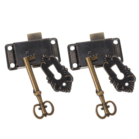 BESTOYARD Decorative Antique Locks Furniture Locks Golden Compact 2Pcs