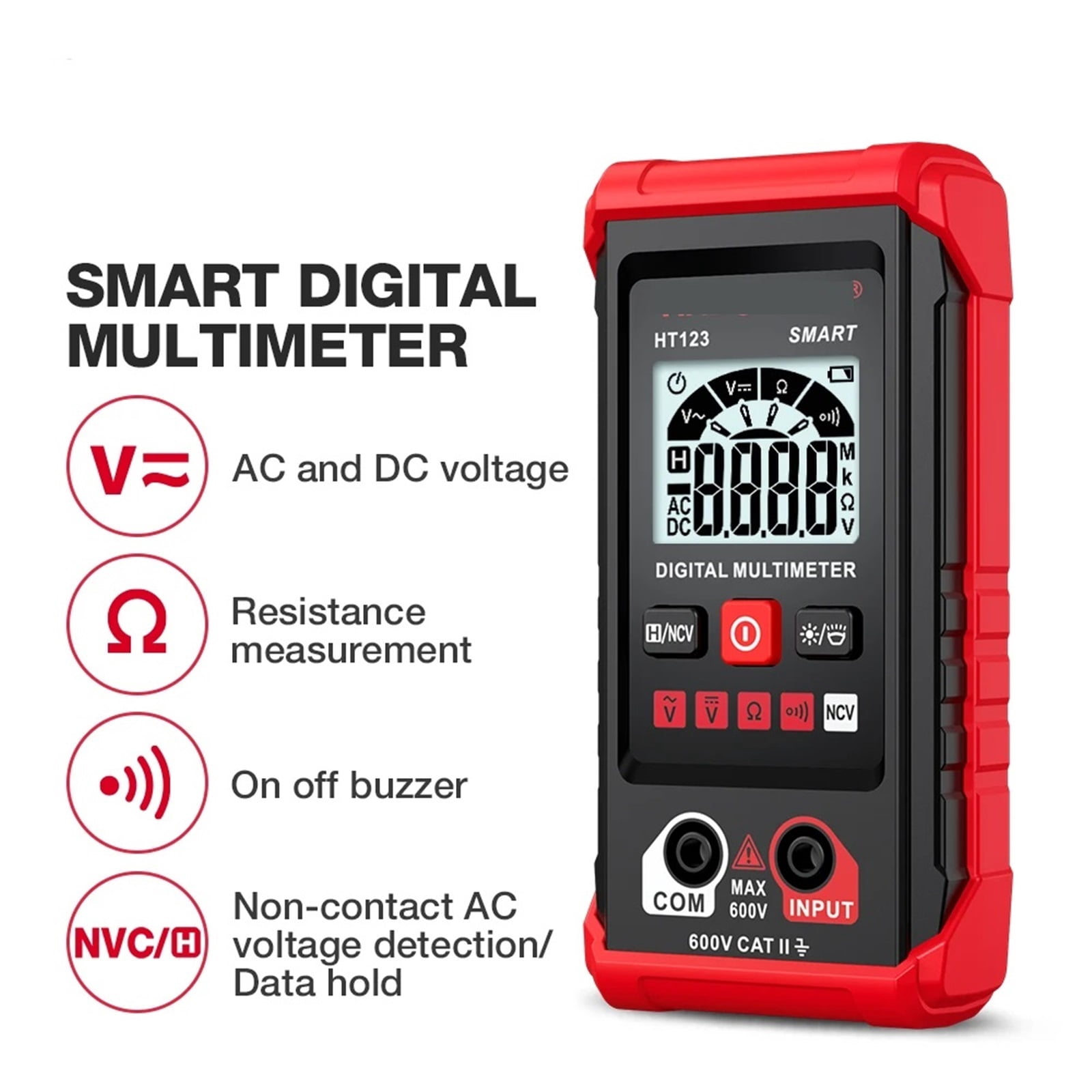 Smart Digital Multimeter AC/DC Voltage Resistance Continuity Measurement Tester NCV Multimeter With Backlight ,Battery Test