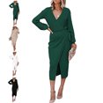 thumbnail image 3 of Vestido de manga larga,Vestido de punto Vestido de mujer con cuello en V Vestido de punto True Excellence, 3 of 5