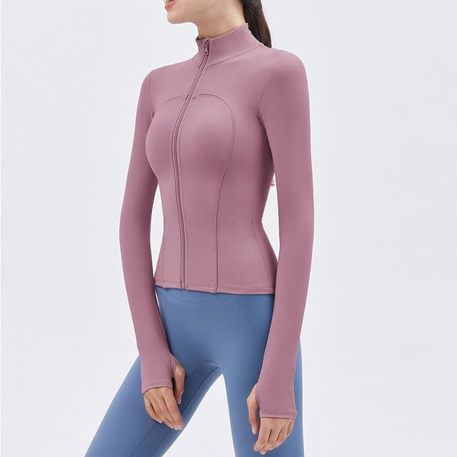 Ropa de yoga de primavera y verano, chaqueta, camiseta con cuello vertical y cremallera para mujer, ropa deportiva para correr y fitness de manga larga