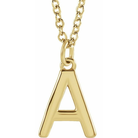 Precious Stars Unisex 14K Yellow Gold Initial A Dangle Necklace