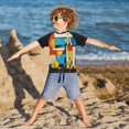 thumbnail image 3 of FORMRS Boys Rash Guard Short Sleeves Swim Shirt Quick Dry UPF 50+ Sun Protection, Sizes 3-12T, Modern Cocktails, 3 of 6