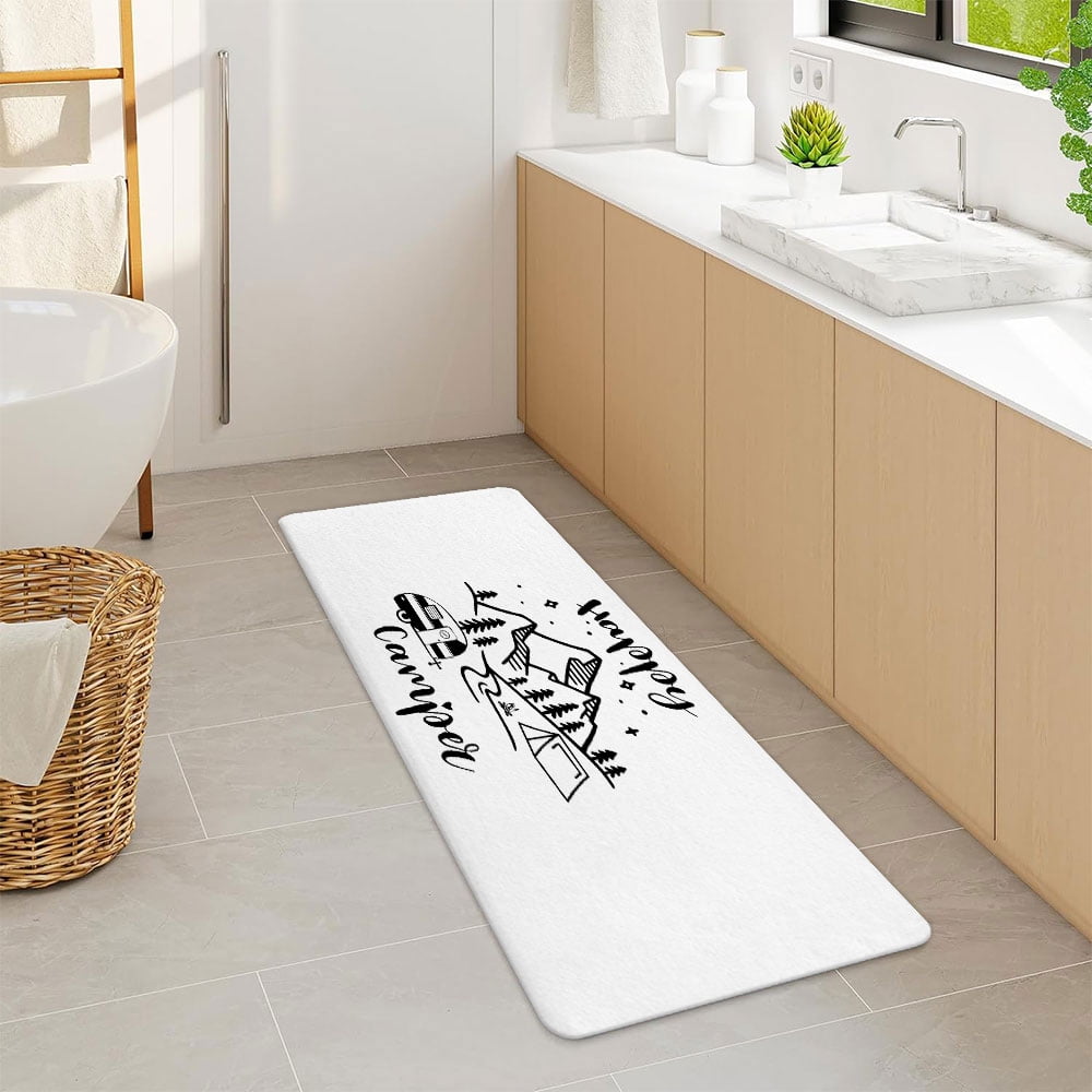 RV Bathroom Rugs, Camper Bath Rug, Travel Trailer Camping Theme Contour Mat and Toilet Seat Cover, Super Soft Non-Slip Bath Mats for Bathroom Floor, Kitchen,Tub and Shower Room