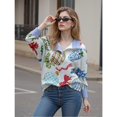 thumbnail image 3 of Watercolor Print Striped Ruffle Collar & Cuffs Long Sleeve, Blouse & Top (Women's), 3 of 3