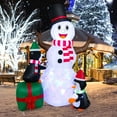 thumbnail image 1 of Costway 6 FT Inflatable Snowman & Penguins Christmas Decor w/Colorful LED Lights, 1 of 10