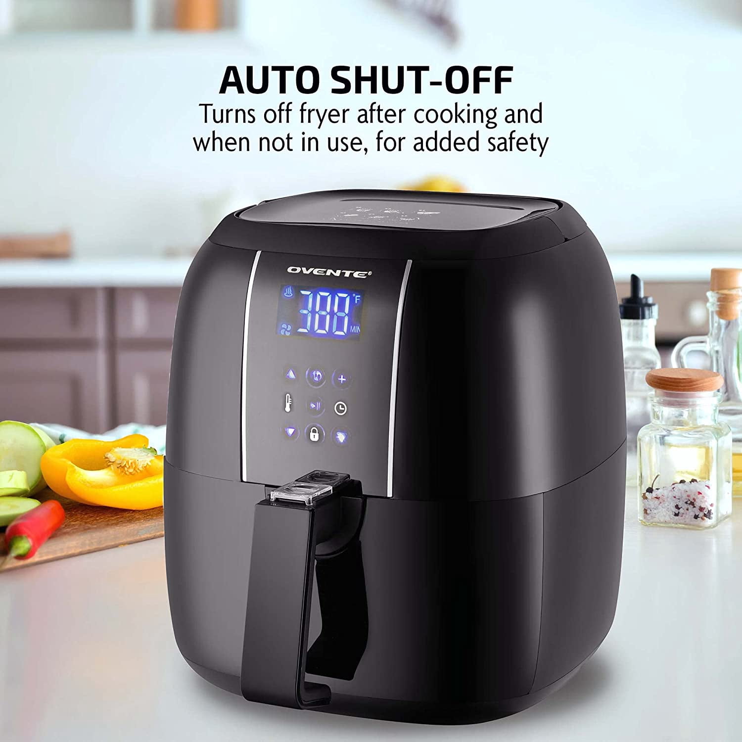 Compact Air Fryer, 3.2 Quart Electric Hot Cooker with 1400W Power, Digital LED Touch Screen, Auto Shutoff, Dishwasher Safe Non-Stick Basket, Perfect for Healthy & Oilless Food, Black FAD61302B