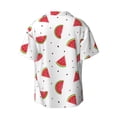 thumbnail image 5 of Uemuo Hand Drawn Watermelon Pattern Cotton Linen Short Sleeve Shirts,Casual Lightweight Button Down Shirts,Vacation Beach Summer Tops-3X-Large, 5 of 7