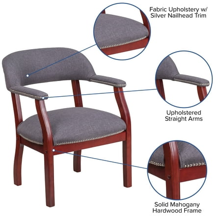 Flash Furniture Gray Fabric Luxurious Conference Chair with Accent Nail Trim