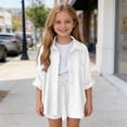 thumbnail image 6 of Fnooota Girls Outfit Sets 2 Piece, Long Sleeve School Summer Casual Kids' Clothing Sets White Size 10-11 T, 6 of 8