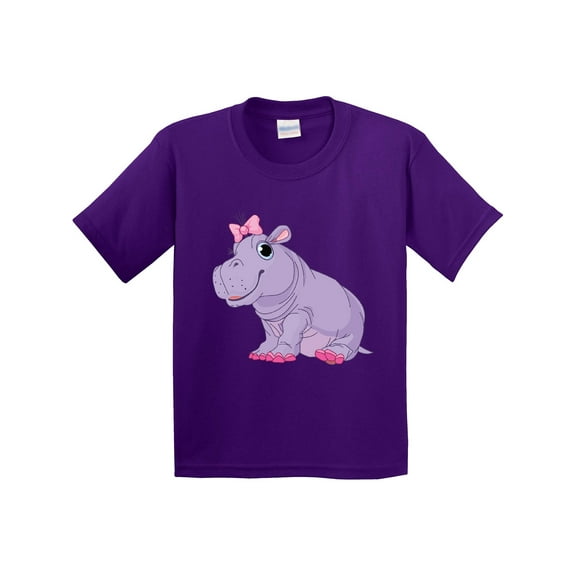 Inktastic Cute Purple Hippo Youth T-Shirt