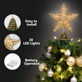 thumbnail image 3 of Christmas Tree Topper, Gold Glitter Hollow 5-Point Star with Lights, Tinsel Star Decoration with Christmas Tree Topper Base, Suitable for Decorating Yard Office Bistro Restaurant Party, 3 of 6