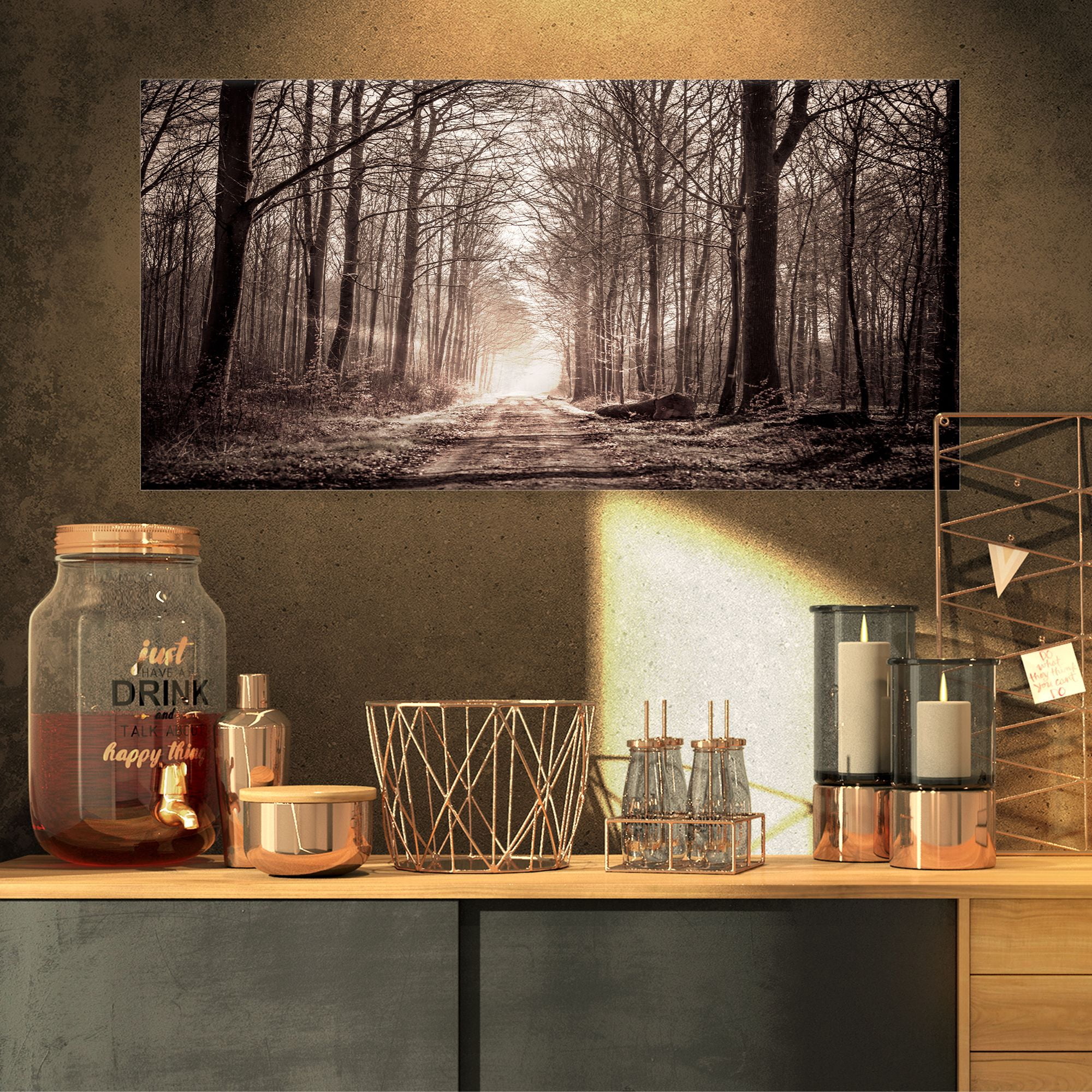 Designart 'Forest Trail in Sepia ' Landscape Photography Canvas Art Print