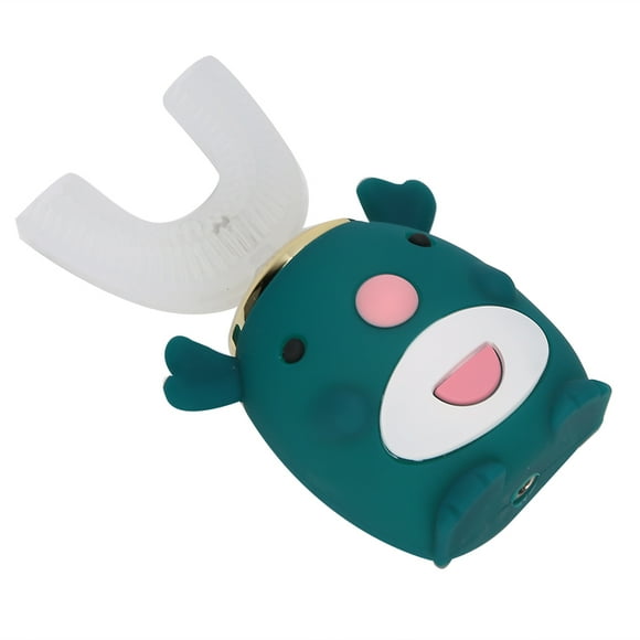 Cepillo De Dientes Eléctrico Para Ni?os En Forma De U, Cepillo De Dientes De Limpieza De Cuidado Bucal Inteligente, Herramienta De Cepillado De Dientes Con Dibujos Animados Bonitos(6-14-Verde) EOTVIA NO
