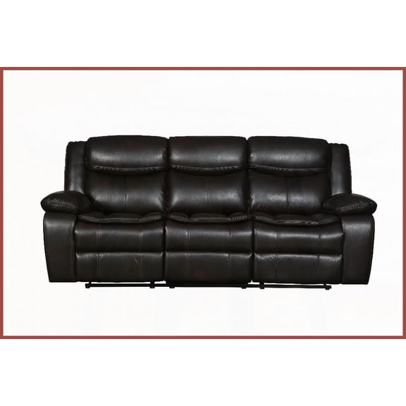 Transitional Leather Air Reclining Sofa with Lumbar Support – Durable Hardwood Frame for Living Room