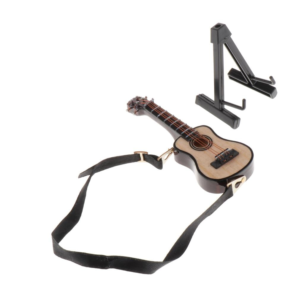 1:12 Dollhouse Miniature Musical Instrument Bass Guitar Wooden Handmade Craft ^