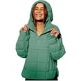 thumbnail image 4 of Womens Quilted Pullover Puffer Jacket Lightweight Oversized Hooded Winter Puffer Coat Light Warm Outerwear Pockets, 4 of 6
