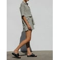 thumbnail image 6 of Women'S Summer Set Cotton Waffle Striped Shirt + Shorts Two-Piece Set Black XXL, 6 of 10