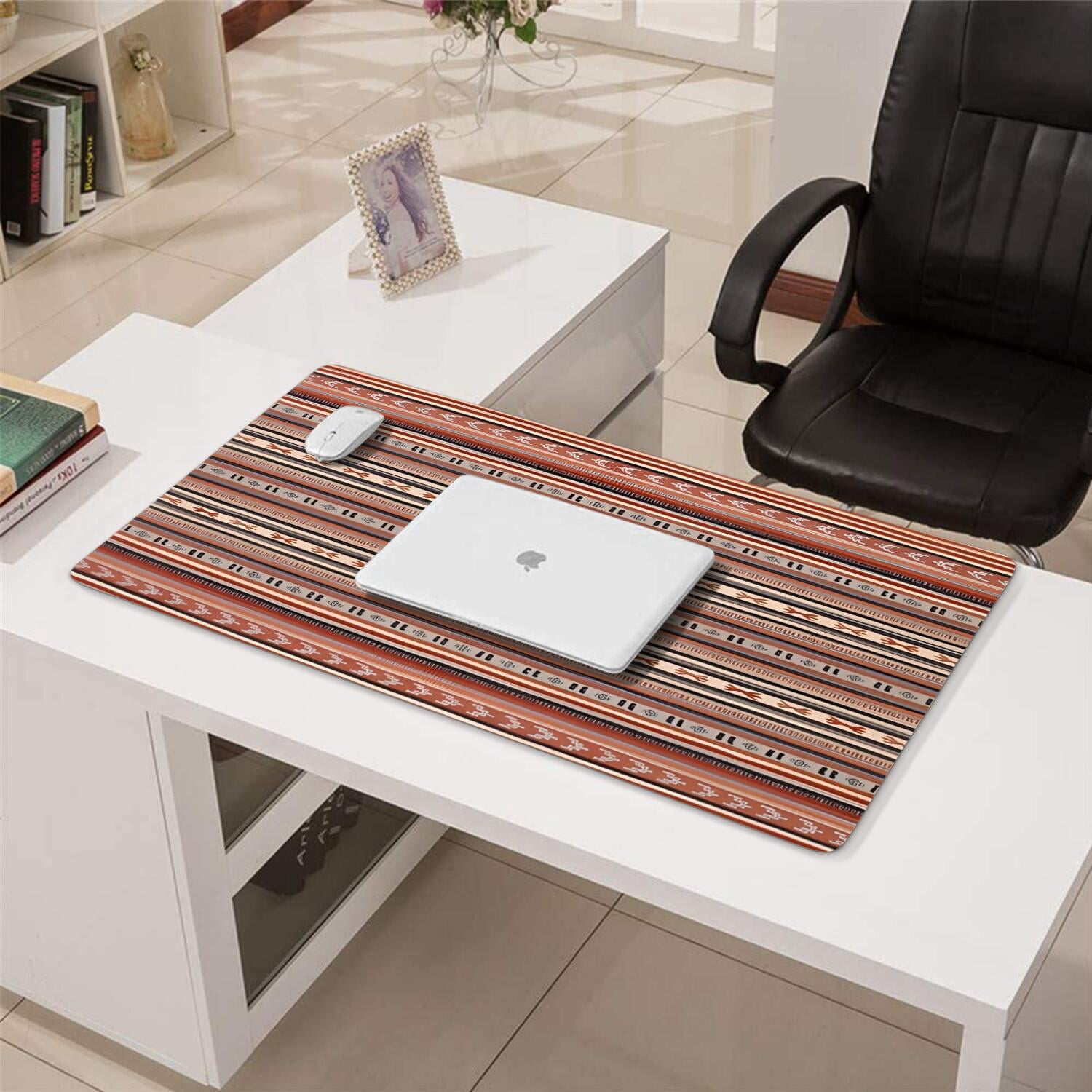 Long Mouse Pads for Desk,Boho Red Striped Ethnic Pattern Desk Mats on Top Of Desks, Desk Mouse Pad Extra Large with 3mm Non-Slip Base and Stitched Edge for Gaming,Office,Work,Home 31.5"x15.7"