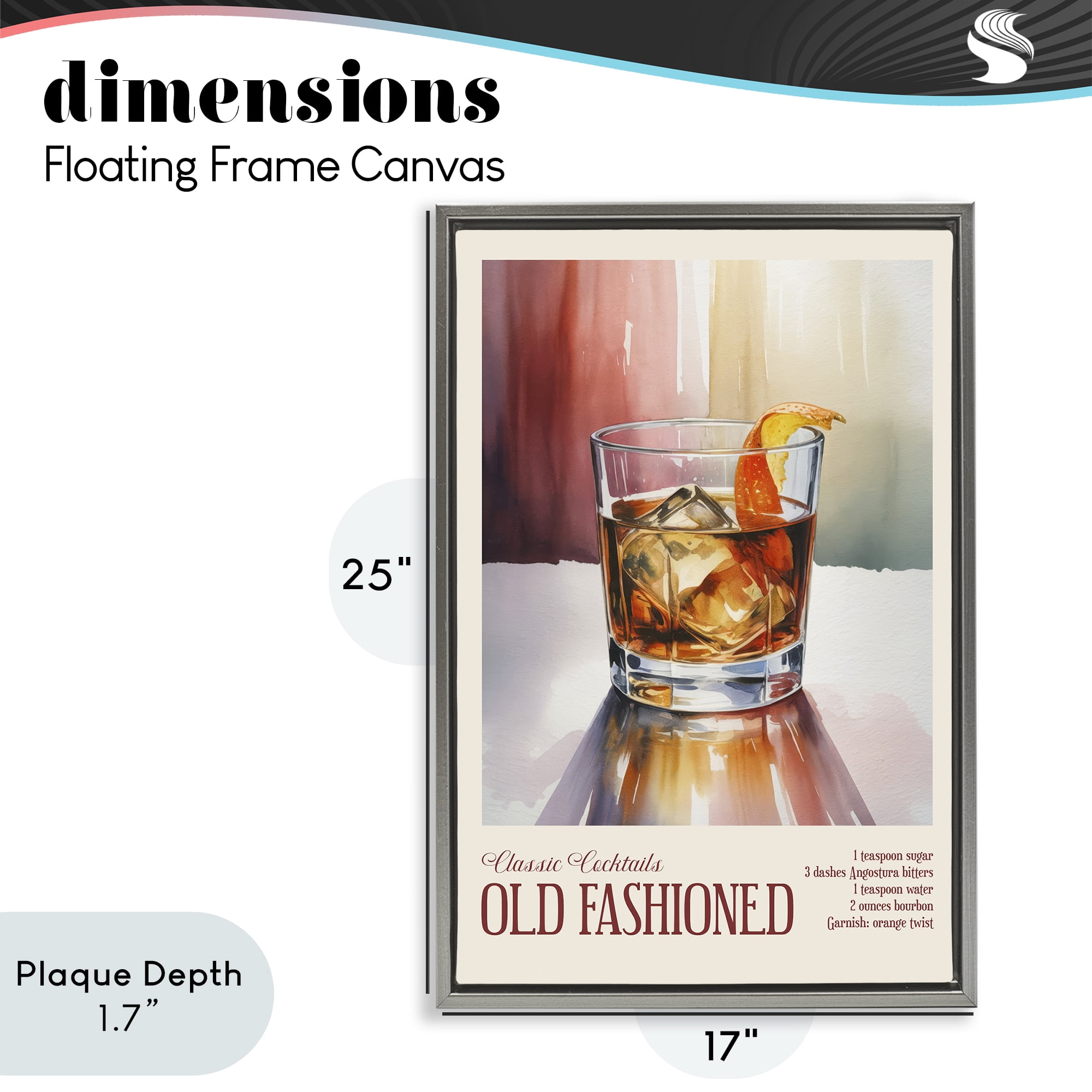 Stupell Industries Old Fashioned on Surface Gray Framed Floater Canvas Wall Art, design by Andreas Magnusson