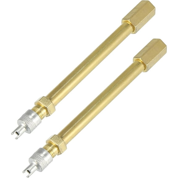 2pcs 100mm/3.94" Long Brass Auto Tire Valve Extension Adaptor Air Tyre Stem Extender Inflation Stright Bore for Car Truck Motorcycle Bike Scooter