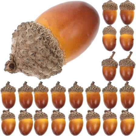 QZS Set of 50 Artificial Foam Acorns,Fake Craft Acorns with Natural Caps,Autumn DIY Decorations,Christmas Pinecone Ornaments,Winter Vase Filler,for Home Party Thanksgiving Wedding