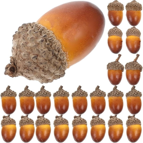 QZS Set of 50 Artificial Foam Acorns,Fake Craft Acorns with Natural Caps,Autumn DIY Decorations,Christmas Pinecone Ornaments,Winter Vase Filler,for Home Party Thanksgiving Wedding