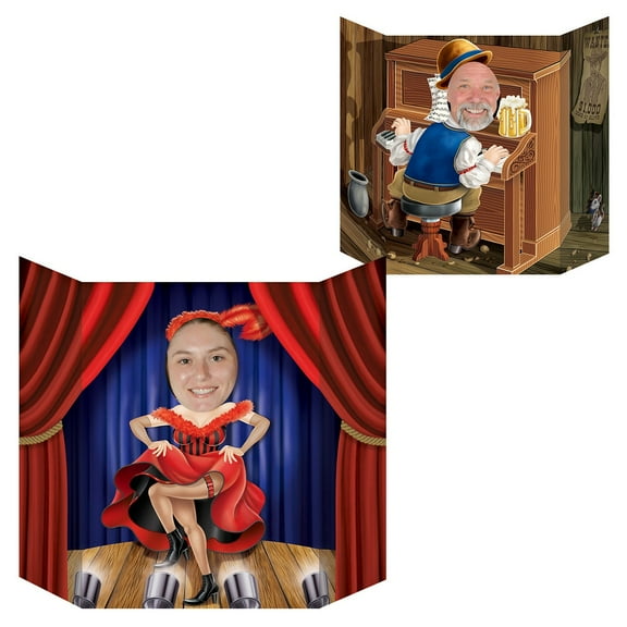 Pack of 6 Vibrantly Colored Western Saloon Girl and Piano Player Photo Prop Decors 37"