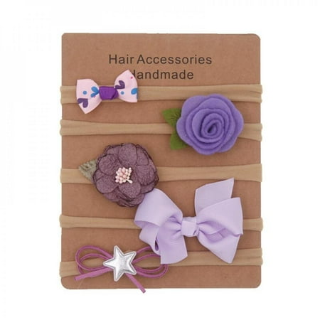 

Clearance!Baby Girls Nylon Elastic Headband Soft Flower Hair Band For Toddler Infant Newborn Set Of 5