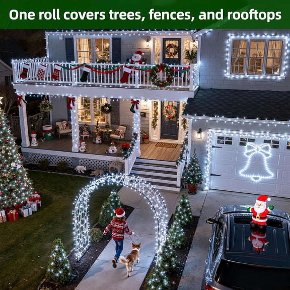 JINYUN-1500 LED 470FT Christmas Lights Outdoor,12 Lighting Modes Christmas String Lights with Timer, Dimmable Cool White LED String Light Waterproof for Outside Yard Tree Patio Xmas Party Holiday Dec