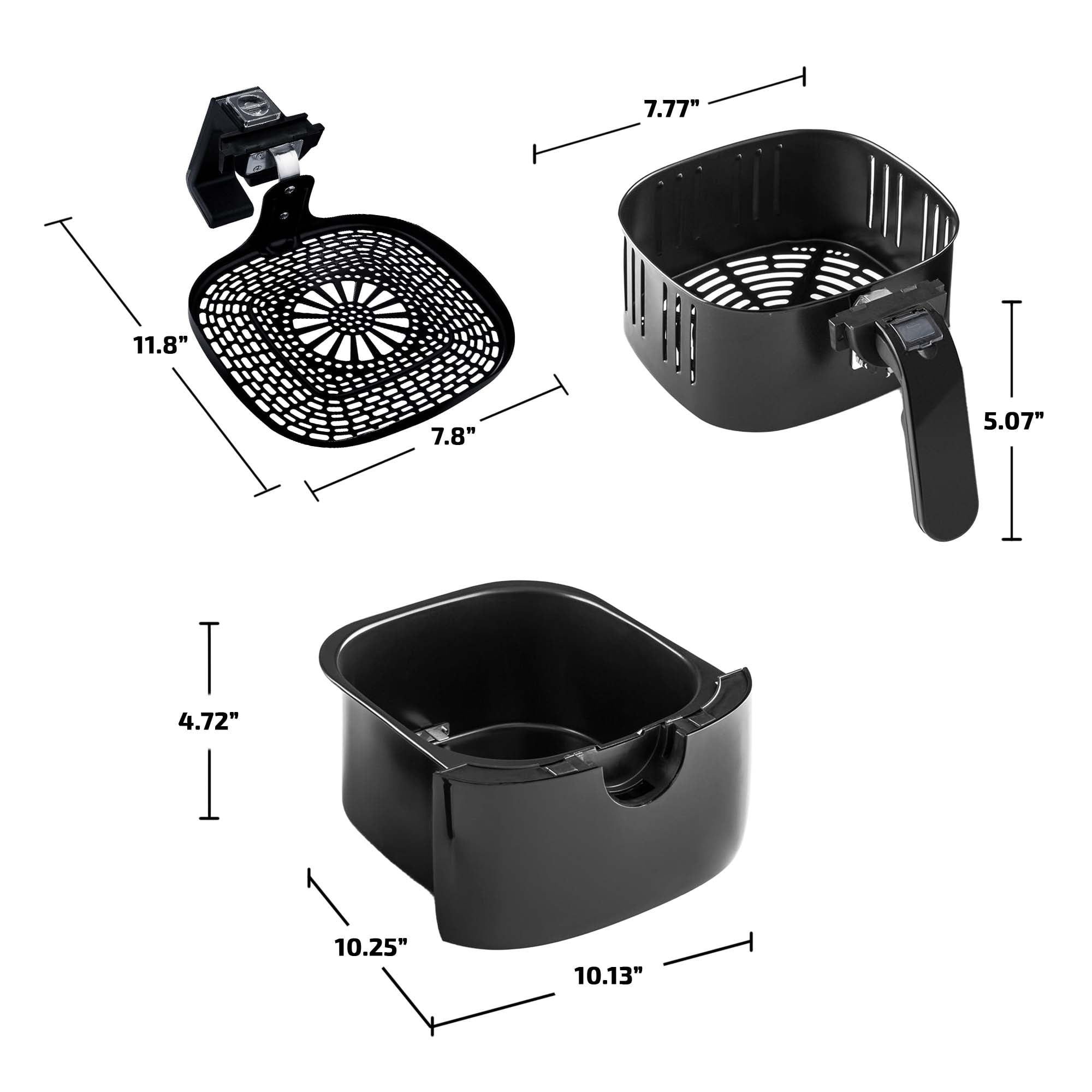 OVENTE Compact Air Fryer, 3.2 Quart Electric Hot Cooker with 1400W Power, Digital LED Touch Screen, Auto Shutoff, Dishwasher Safe Non-Stick Basket, Perfect for Healthy & Oilless Food, Black FAD61302B