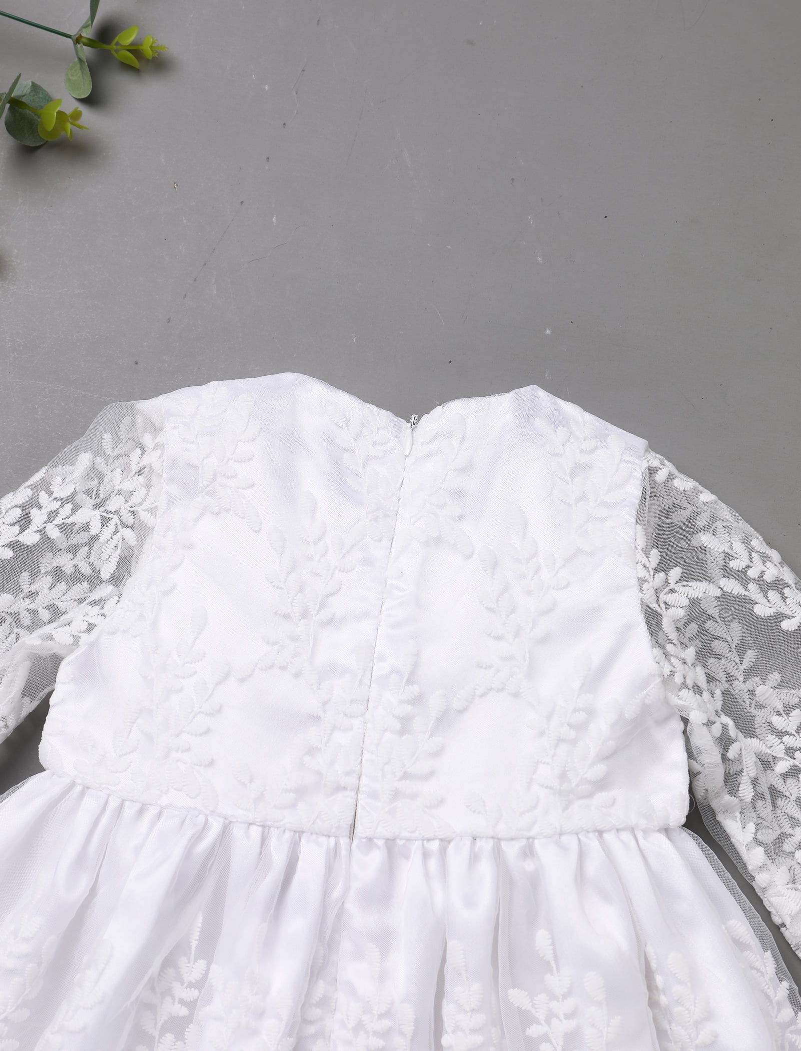FYMNSI Baby Christening Dress White Baptism Gowns for Girl Infant Lace Long Sleeve Tulle Outfits 9-12 Months