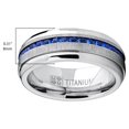thumbnail image 6 of Metal Masters Mens 2.4Ct Eternity Titanium Wedding Band Engagement Ring Blue Simulated Sapphire Cubic Zirconia Princess Cz, 6 of 8