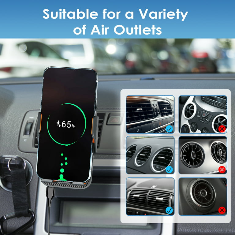 Buy Wireless Car Charger, 15W Auto-Clamping Charger , Air Vent Car Charging  Holder for iPhone 15 14 13 12 11 Pro Max Plus Mini X Xr Xs, Samsung S23 S22  S21 S20