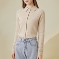 thumbnail image 2 of Ladies Early Autumn Solid Color German Velvet Lapel Cardigan Top for Daily Wear and Versatile Style, 2 of 8